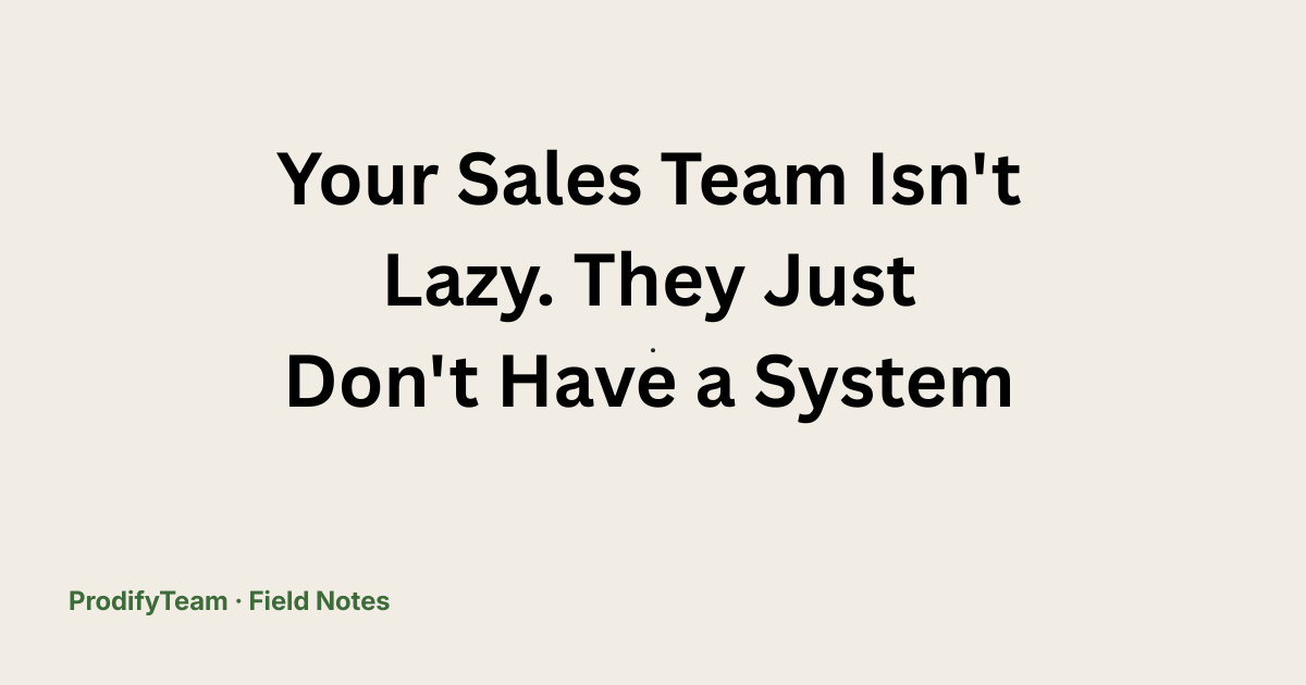 Your Sales Team Isn't Lazy They Just Don't Have a System - ProdifyTeam Field Notes