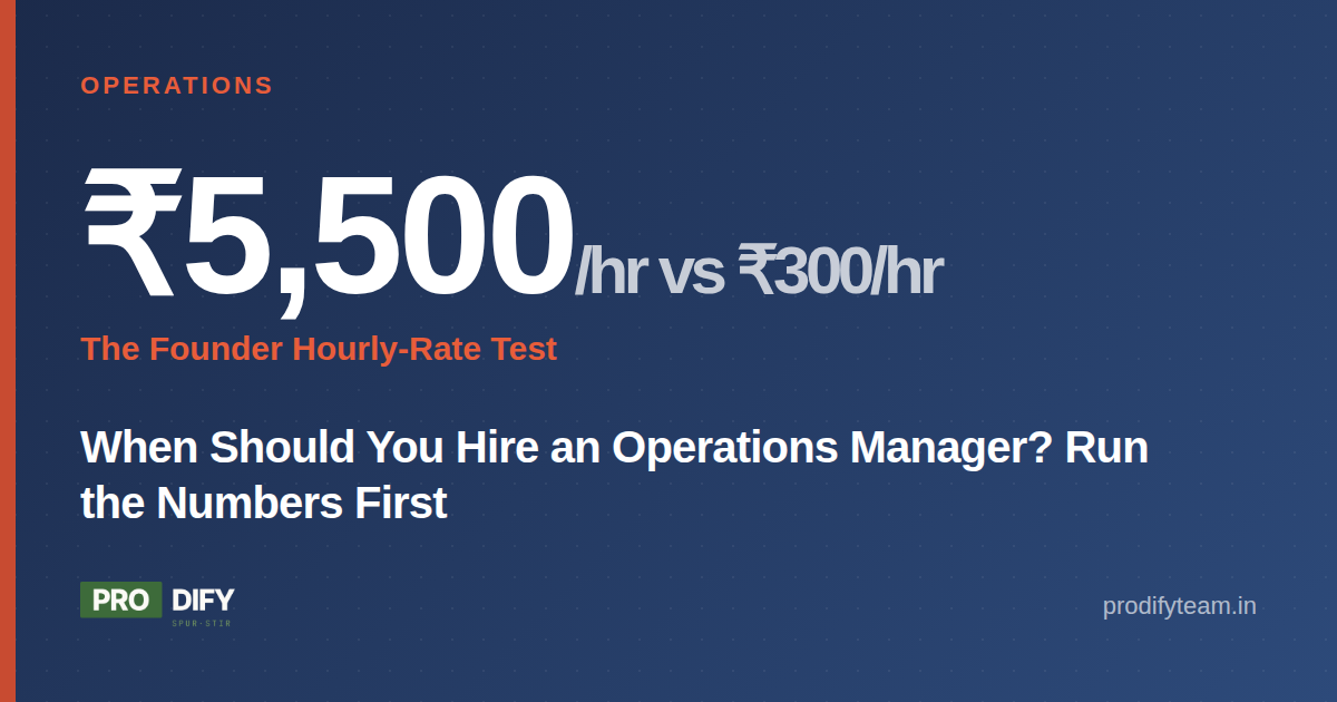 When to hire an operations manager: the founder hourly-rate test with Indian salary math